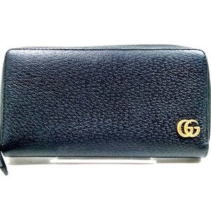 Gucci Marmont Black Zip Around Leather Wallet